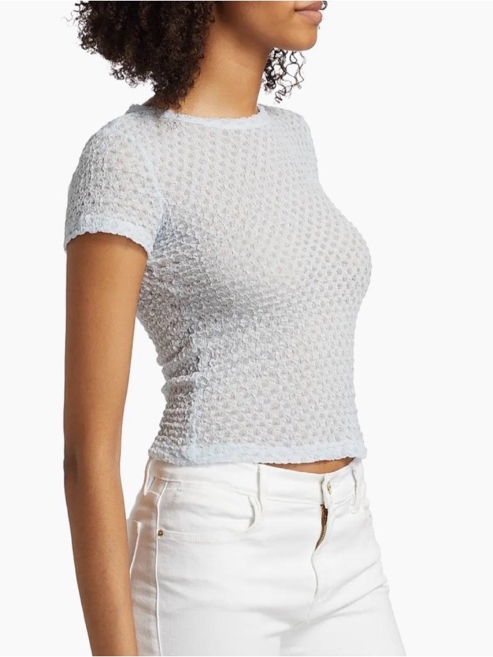 NWT Frame Mesh Lace Baby Tee